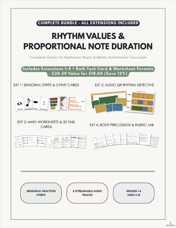 Rhythm Values & Proportional Note Duration Curriculum Bundle | Montessori Music
