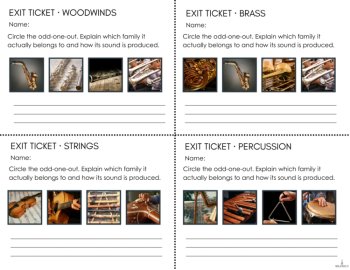 Instrument Families Cut and Paste Worksheets, Exit Tickets & Assessment Rubric, image 3