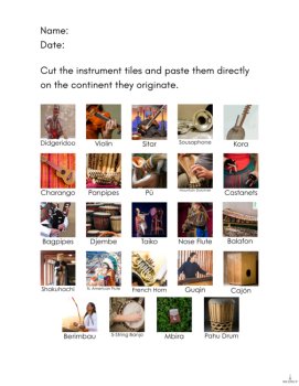 World Music Geography Map Mats & Cultural Instrument Research Flipbook, image 2