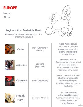 World Music Geography Map Mats & Cultural Instrument Research Flipbook, image 4
