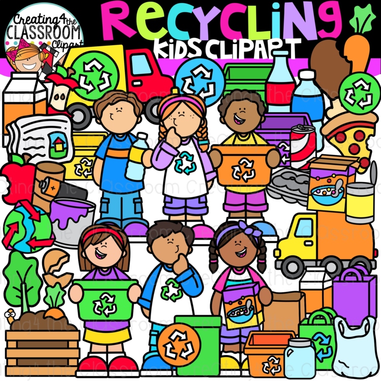 Recycling Kids Clipart {Earth Day Clipart}
