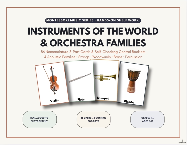 Orchestra Families Shelf Work | Montessori Instrument 3-Part Cards