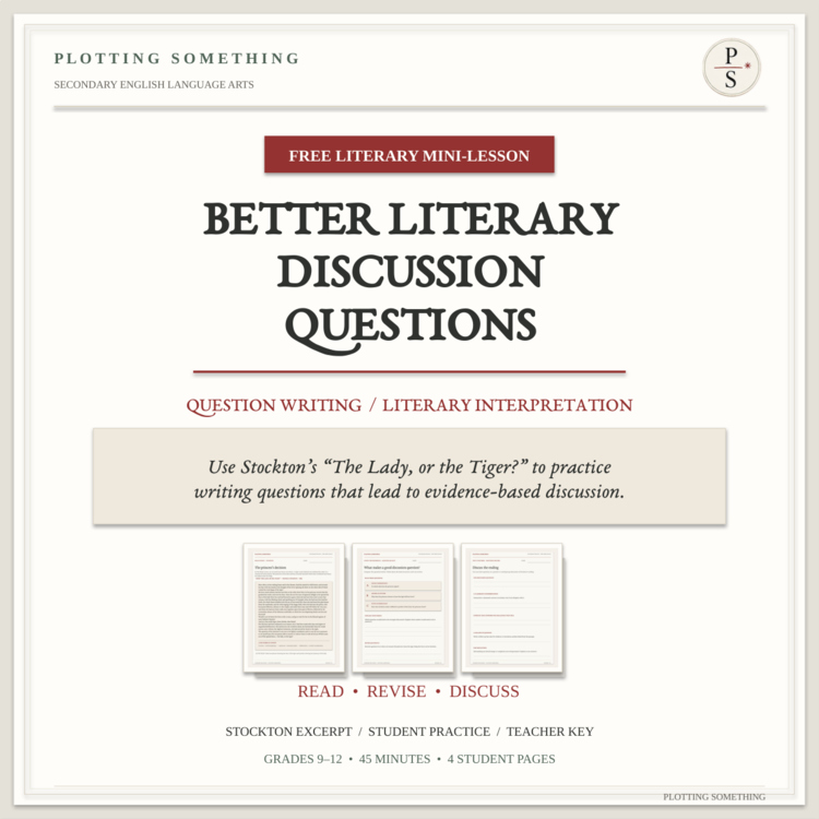 FREE Literary Discussion Questions Mini-Lesson | The Lady, or the Tiger? | Grade