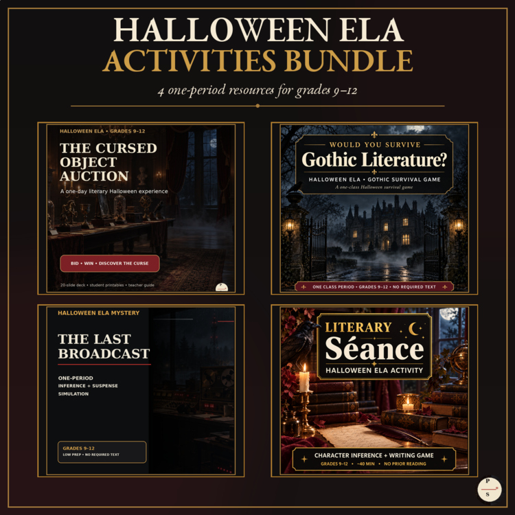 Halloween ELA Activities Bundle | 4 Gothic Games, Mysteries & Simulations