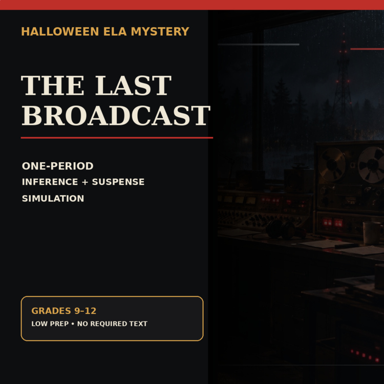 The Last Broadcast | Halloween ELA Activity | Inference & Suspense Simulation