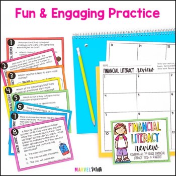 3rd Grade Financial Literacy TEKS STAAR Review Task Cards - Print, image 2