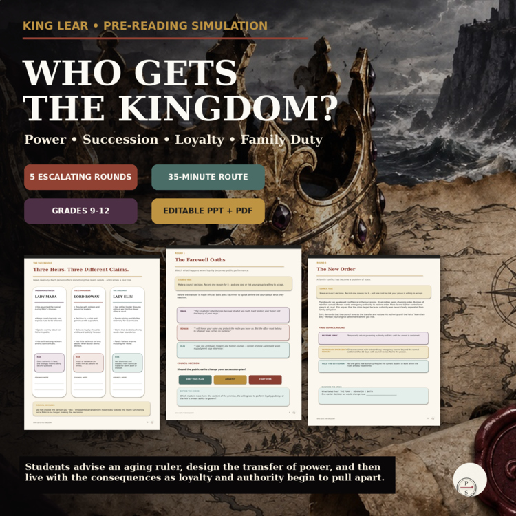 KING LEAR PRE-READING ACTIVITY | POWER, SUCCESSION & LOYALTY SIMULATION