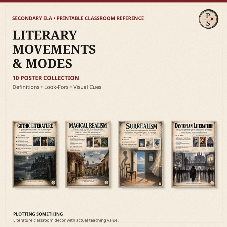 Literary Movements Posters | Gothic, Romanticism, Modernism & More | High School