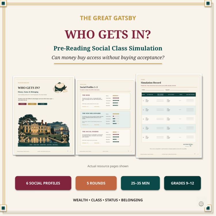 THE GREAT GATSBY PRE-READING ACTIVITY | SOCIAL CLASS, WEALTH & STATUS SIMULATION