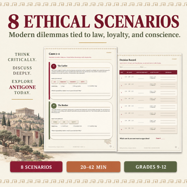 Antigone Pre-Reading Activity | Law, Loyalty & Conscience | Ethics Scenarios