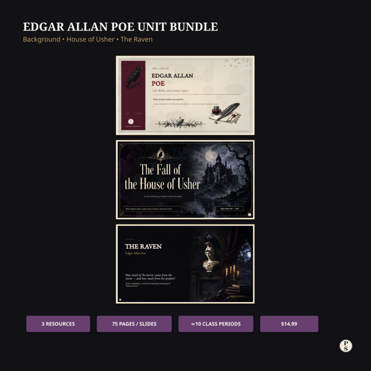 Edgar Allan Poe Unit Bundle | Background, The Raven & House of Usher