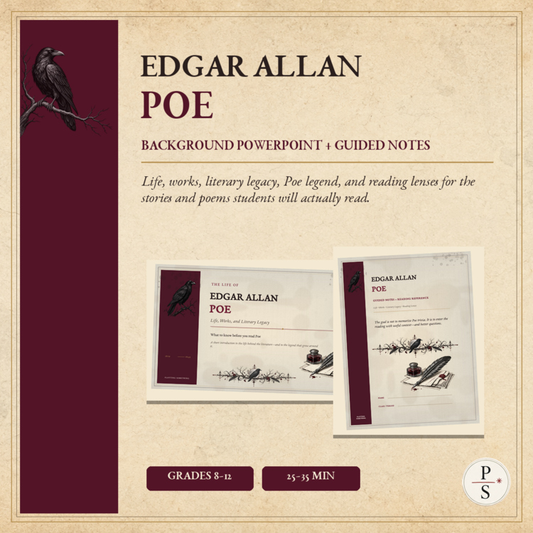Edgar Allan Poe Biography & Background | PowerPoint, Guided Notes, Themes & Work