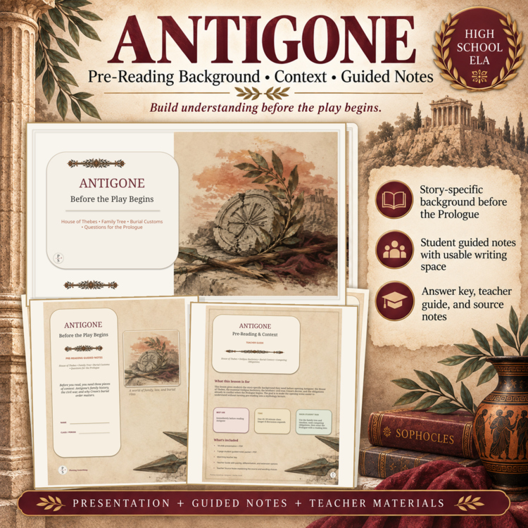 Antigone Pre-Reading Background | Oedipus Family Tree, Context, Guided Notes