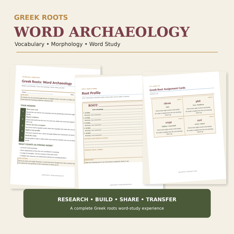 Greek Roots Vocabulary Activity | Word Study Project & Gallery Walk