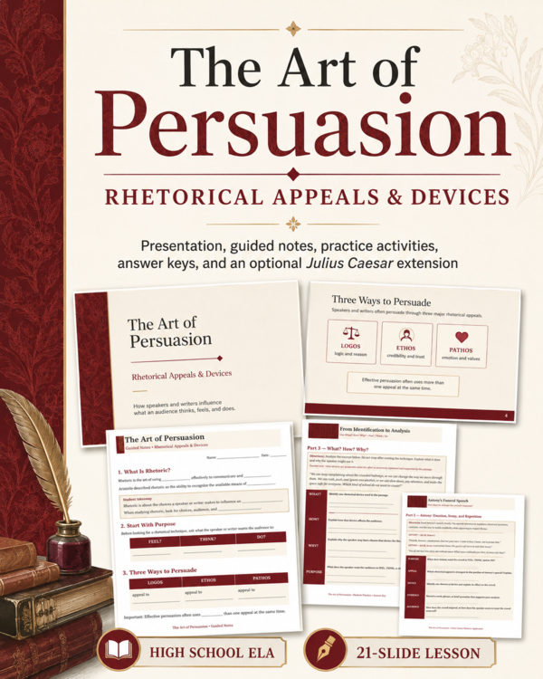 Rhetorical Appeals & Devices Mini Unit | Ethos, Logos, Pathos Activities