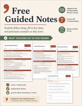 Comma Rules Guided Notes | FREE Grammar & Punctuation Review, image 2