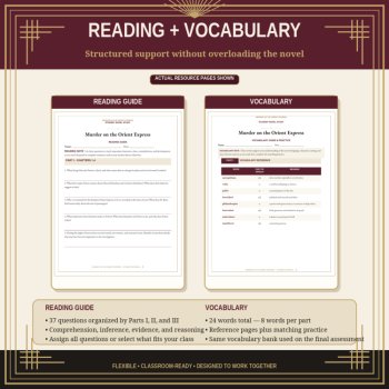 Murder on the Orient Express Novel Study | Reading Guide, Vocabulary, Activities, image 3