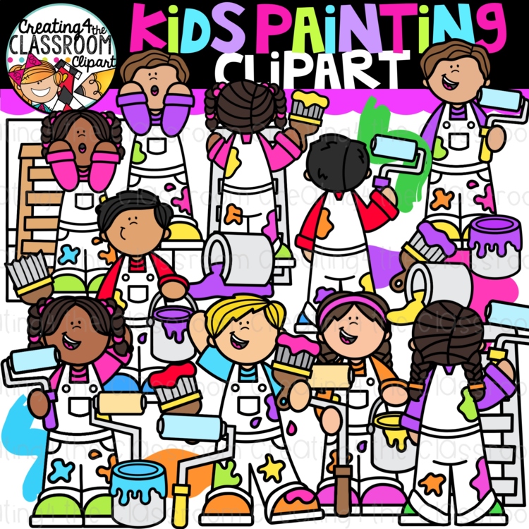 Kids Painting Clipart {Painting Kids Clipart}