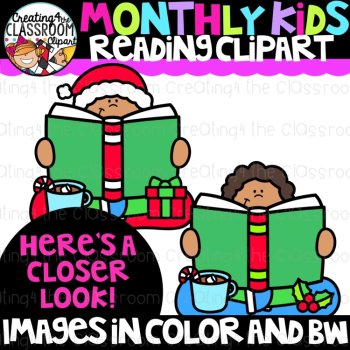 Monthly Kids Reading Clipart {Kids Reading Clipart}, image 3