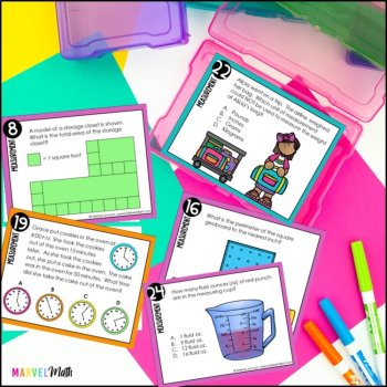 3rd Grade Area, Perimeter, Elapsed Time & Measurement STAAR Review - Print, image 2