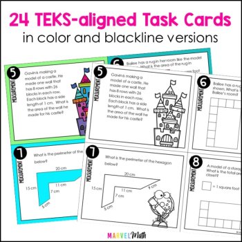 3rd Grade Area, Perimeter, Elapsed Time & Measurement STAAR Review - Print, image 3