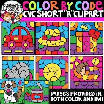 CVC Words Color by Code Clipart Bundle ( Color by Number), image 2