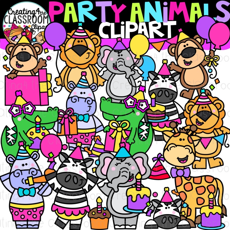 Party Animals Clipart {Animal Clipart}