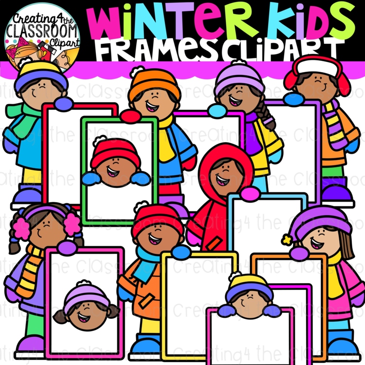 Winter Kids Toppers and Frames Clipart {Winter Clipart Kids}