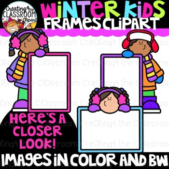 Winter Kids Toppers and Frames Clipart {Winter Clipart Kids}, image 4