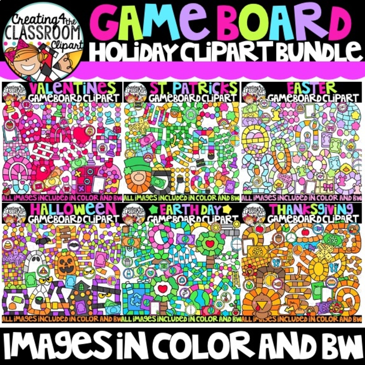 Holiday Game board Clipart Bundle {Game board Clipart}