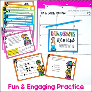 3rd Grade Bar Graphs, Pictographs, Dot Plots STAAR Review Task Cards - Print, image 2