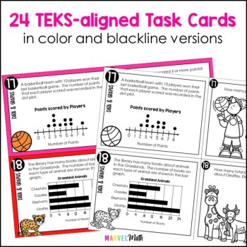 3rd Grade Bar Graphs, Pictographs, Dot Plots STAAR Review Task Cards - Print, image 3