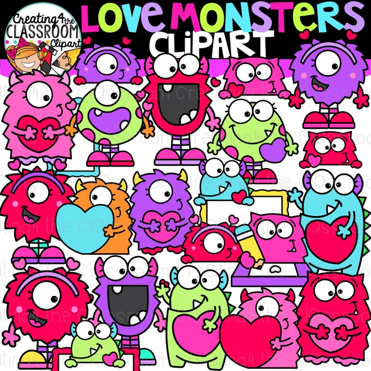 Love Monster Clipart {Valentines Day Clipart}