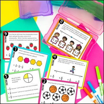 3rd Grade Fractions TEKS STAAR Review Task Cards - Print, image 2