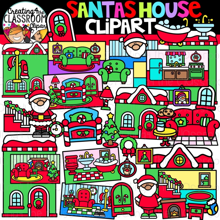 Santas House Clipart {Build a House Christmas Clipart}