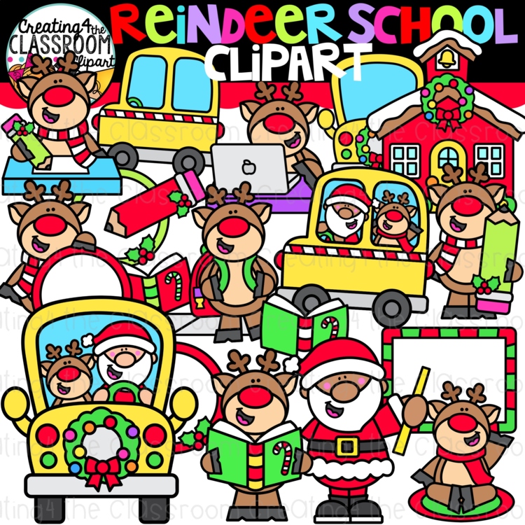 Reindeer School Clipart {Winter Clipart}