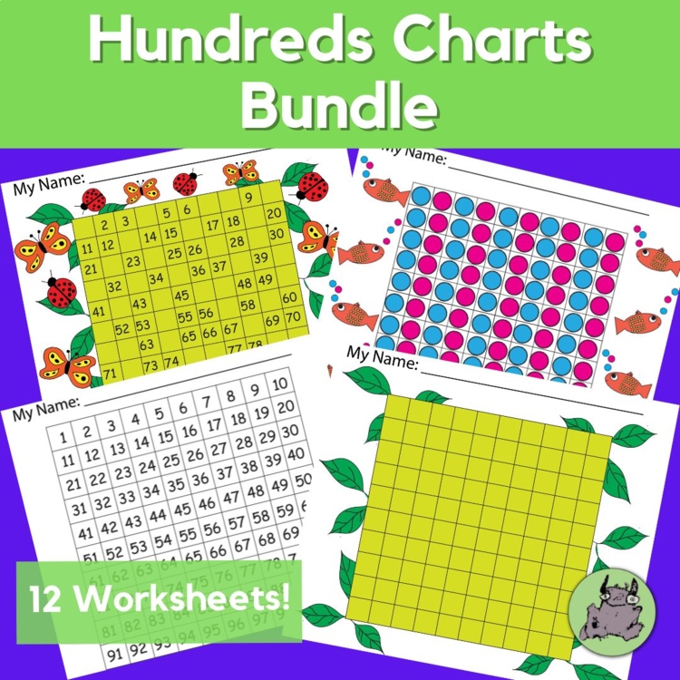 Hundreds Charts Math Activity Bundle, Pre-K, Kindergarten, 1st, 2nd Grades