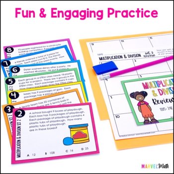 3rd Grade Multiplication Division Set 2 STAAR Review Task Cards - Print, image 2