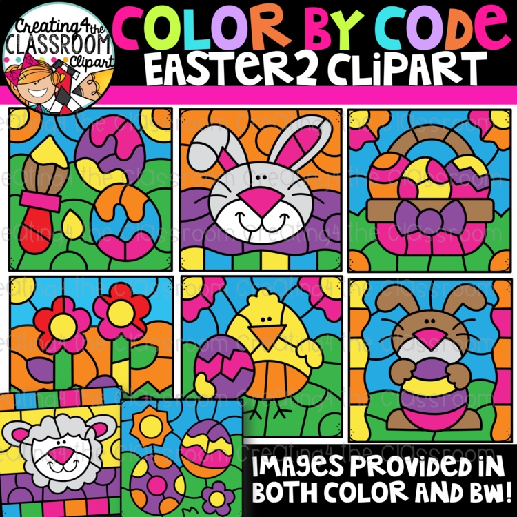 Easter Color By Code Clipart 2 {Creating4 the Classroom Clipart}