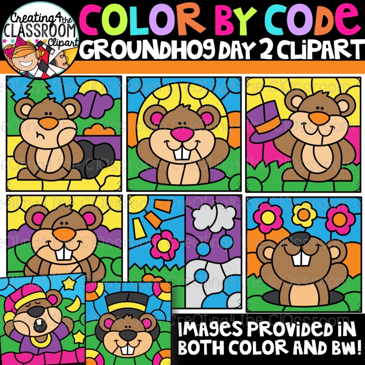 Groundhog Day Color By Code Clipart 2 {Creating4 the Classroom Clipart}