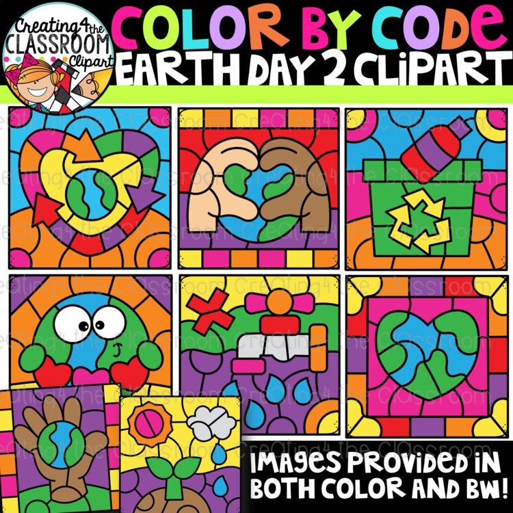 Earth Day Color By Code Clipart 2 {Creating4 the Classroom Clipart}