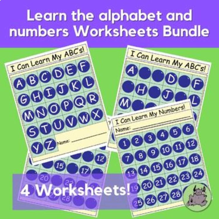 I can learn the alphabet and my numbers worksheets, Pre-K, K, First grade