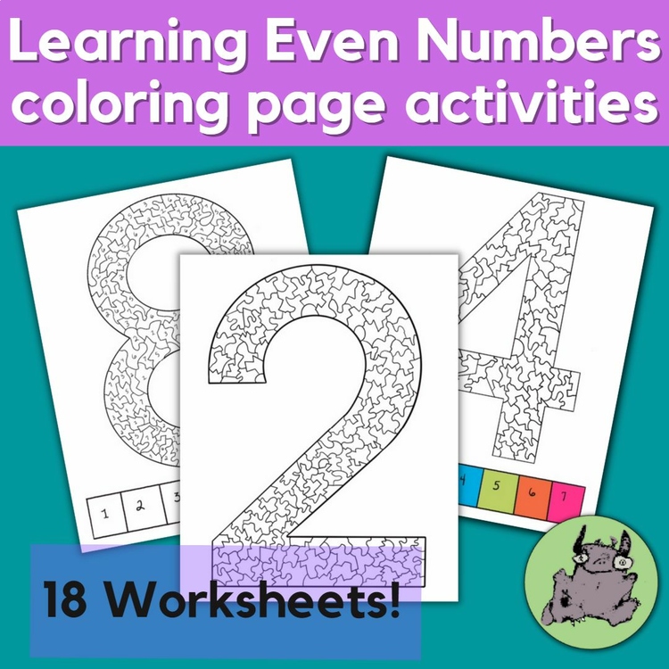 Learn numbers Abstract coloring activity, even numbers, 0 to 10 - K, 1st, 2nd