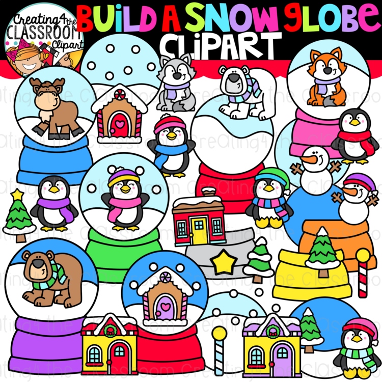 Build a Snow Globe Clipart {Snow globe Clipart, Winter Clip art}