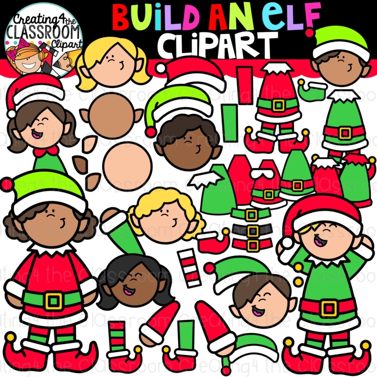 Build an Elf Clipart {Elf Clipart, Christmas Clip art}