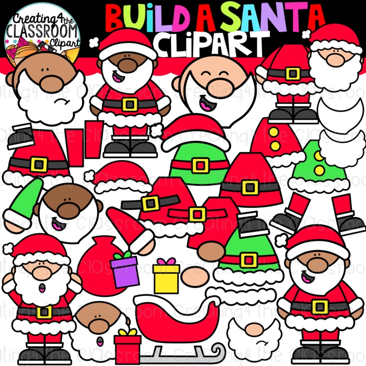 Build a Santa Clipart {Santa Clipart, Christmas Clip art}
