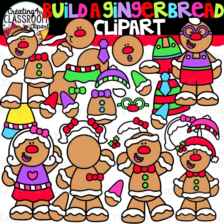 Build a Gingerbread Man Clipart {Christmas Clipart, Gingerbread Clip art}