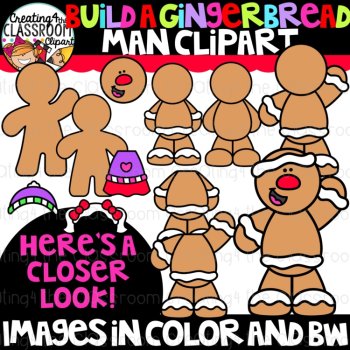 Build a Gingerbread Man Clipart {Christmas Clipart, Gingerbread Clip art}, image 2