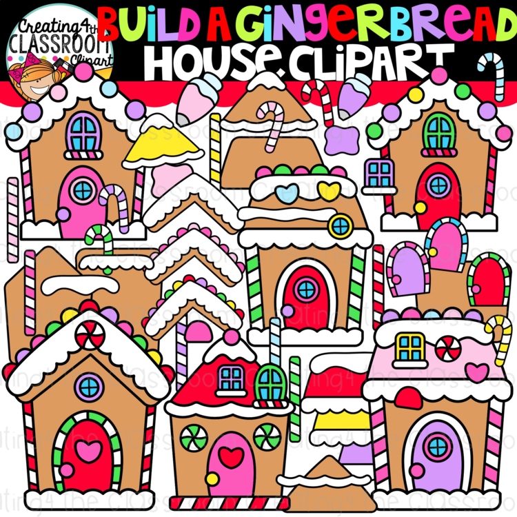 Build a Gingerbread House Clipart {Christmas Clipart, Gingerbread Clip art}