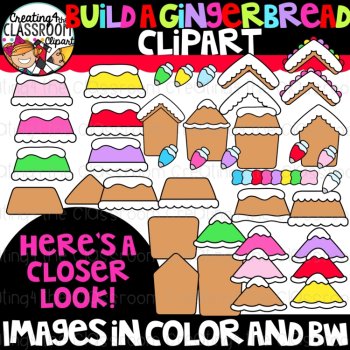 Build a Gingerbread House Clipart {Christmas Clipart, Gingerbread Clip art}, image 2